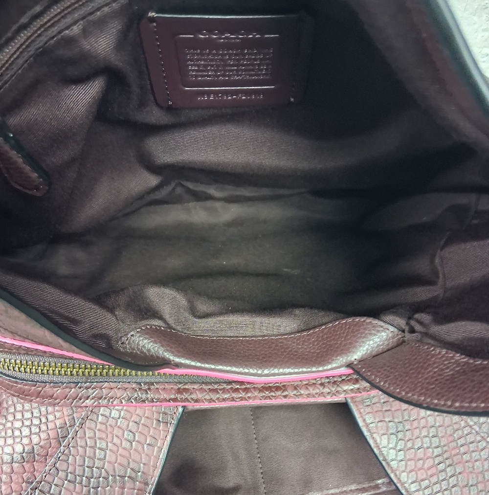 Coach Lexy Python Embossed Shoulder Maroon Leathe… - image 10